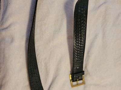 Woven Leather Work Belt - Black - 34'