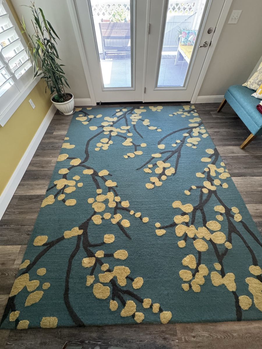 FREE - Teal and Yellow Area Rug - 7.5 ft x 9.5 ft