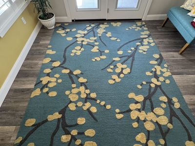 FREE - Teal and Yellow Area Rug - 7.5 ft x 9.5 ft