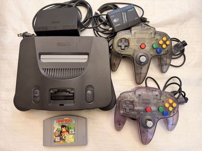 Nintendo 64 N64 Console Bundle with 2 Controllers, Cables, and Diddy Kong Racing