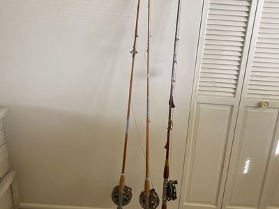 3 Vintage cane fly rods Montague Monterey and Ply-Flex