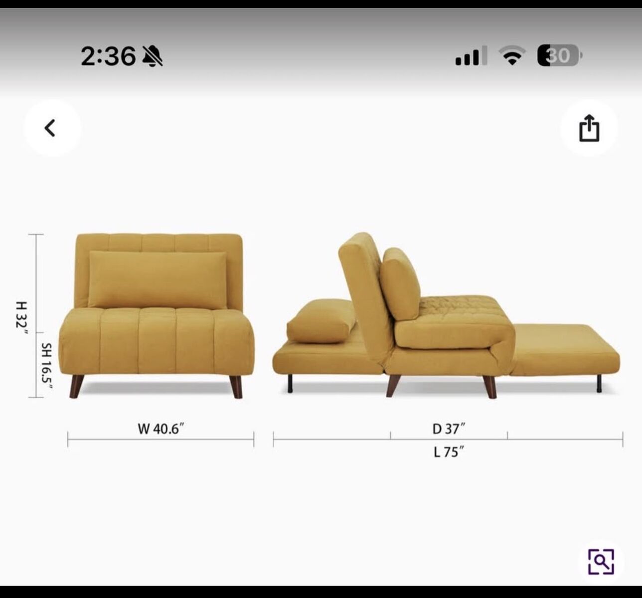 Mid Century Convertible Chair Futon