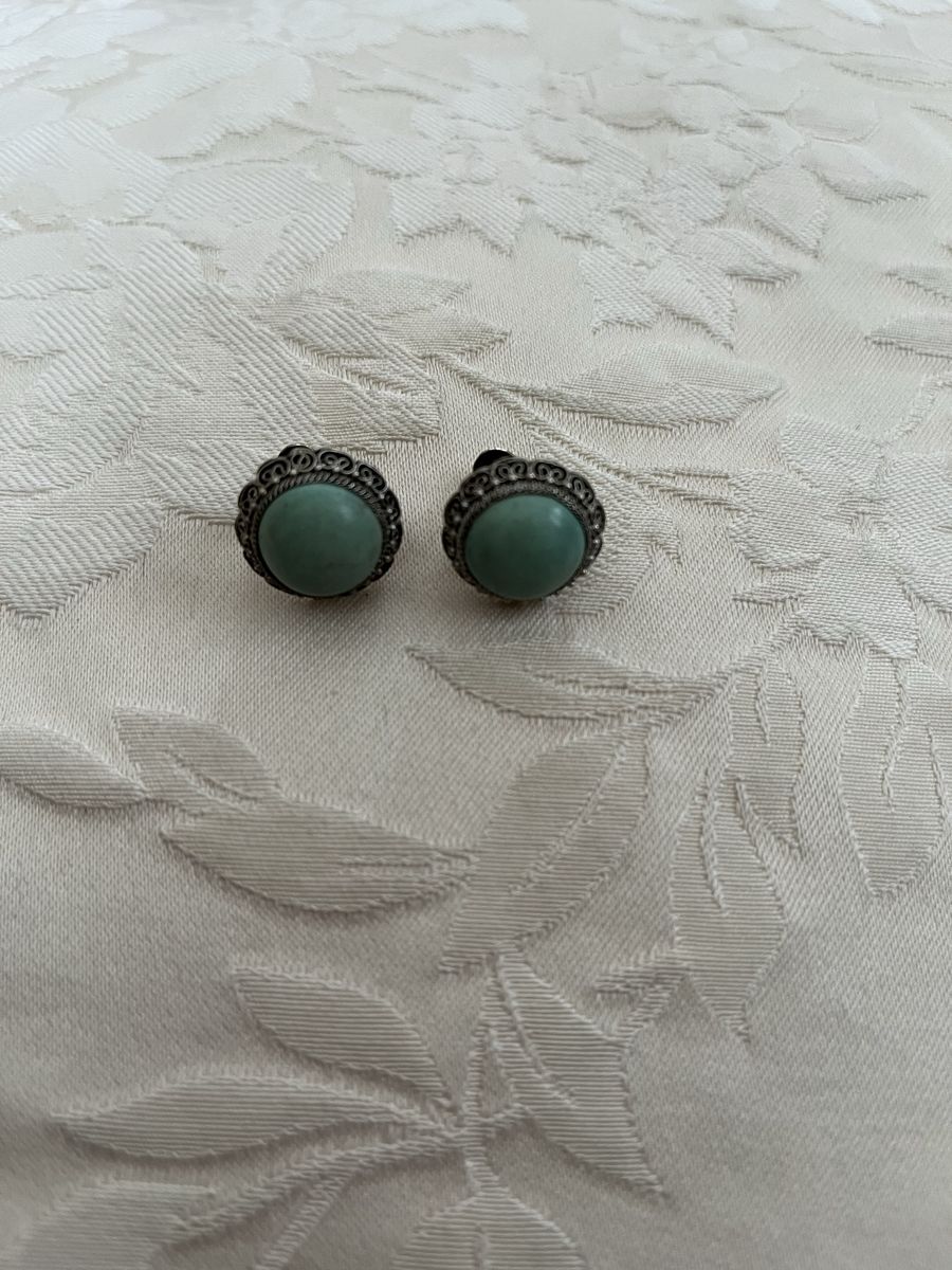 Silver Earrings with Turquoise - Beautifully Detailed- Vintage
