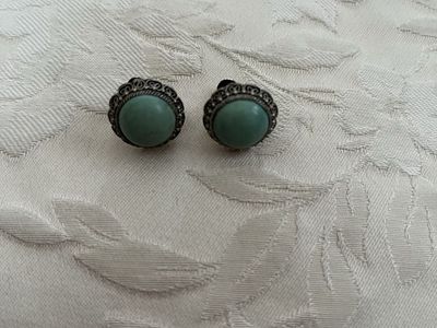 Silver Earrings with Turquoise - Beautifully Detailed- Vintage