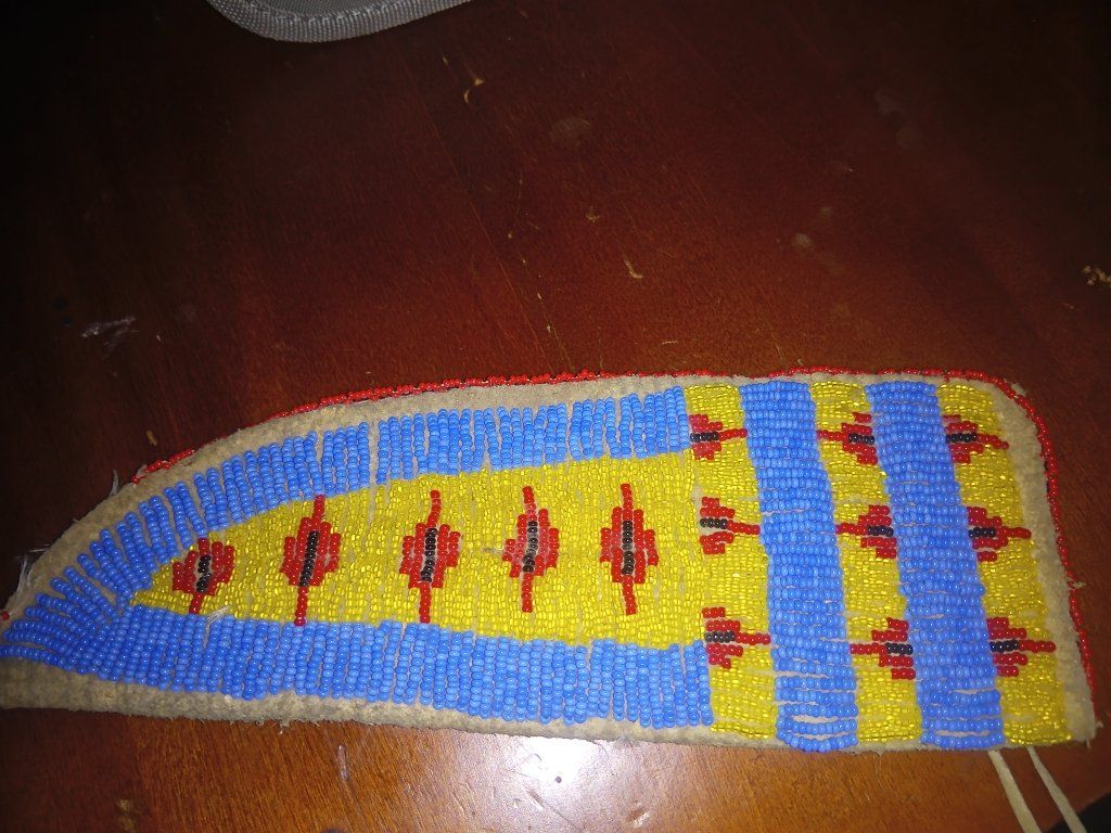 Handmade Native American Beaded Knife Sheath - Traditional Geometric Design