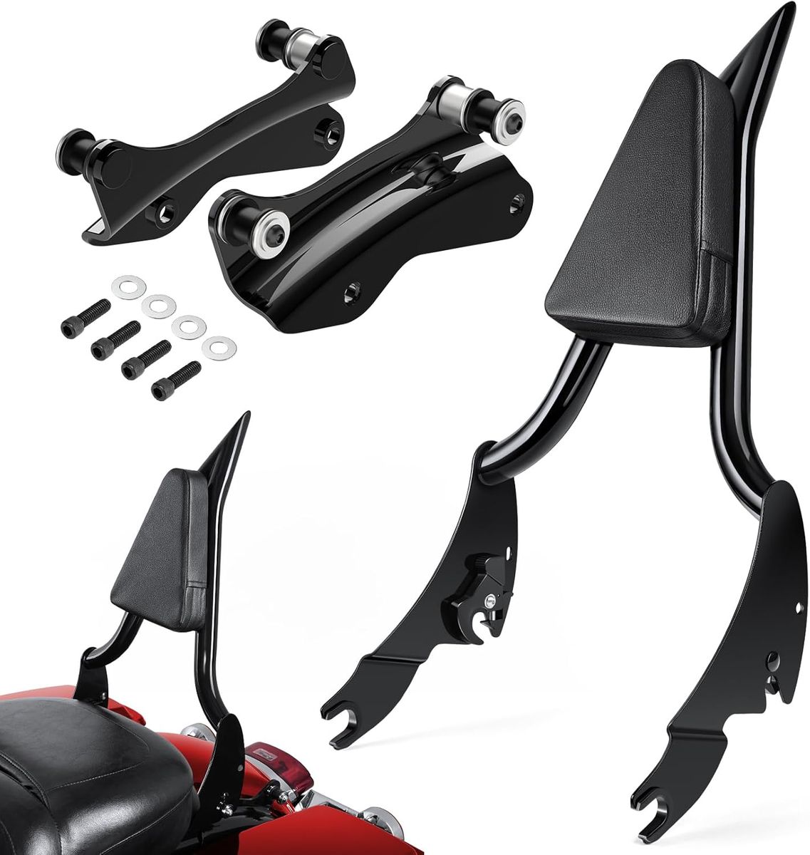 2014-2024 Harley Davidson Touring 26" Passenger Sissy Bar Backrest & 4 Point Docking Hardware Kit