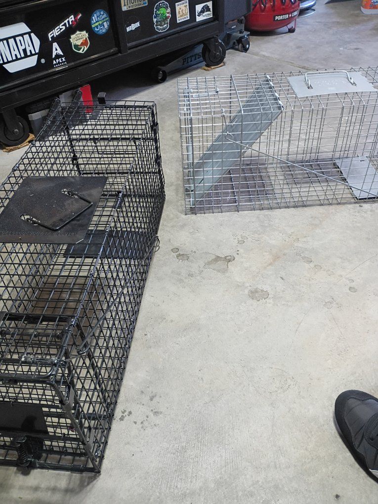 Two Animal Live Traps - Black and Silver Wire Cages