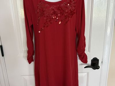 Women's Red Long Sleeve dress with Sequins style & co M