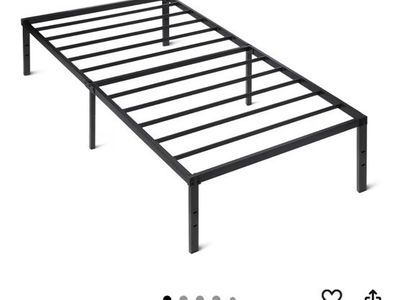 Amazon Basics 14-inch Non-Foldable Bed Frame + Twin Bed Mattress+ Bed skirt