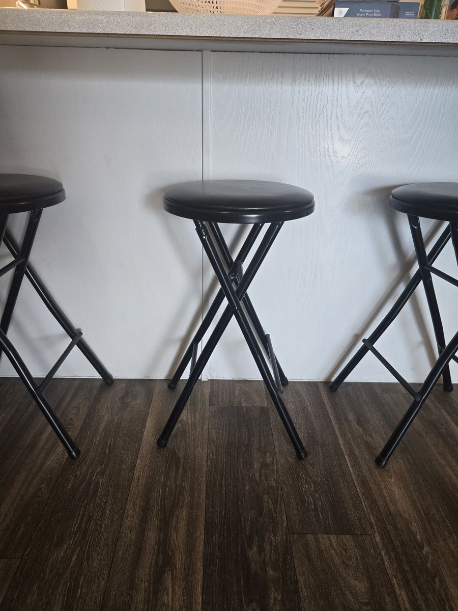 Set of 3 Black Folding Bar Stools - Compact & Versatile Seating Solution