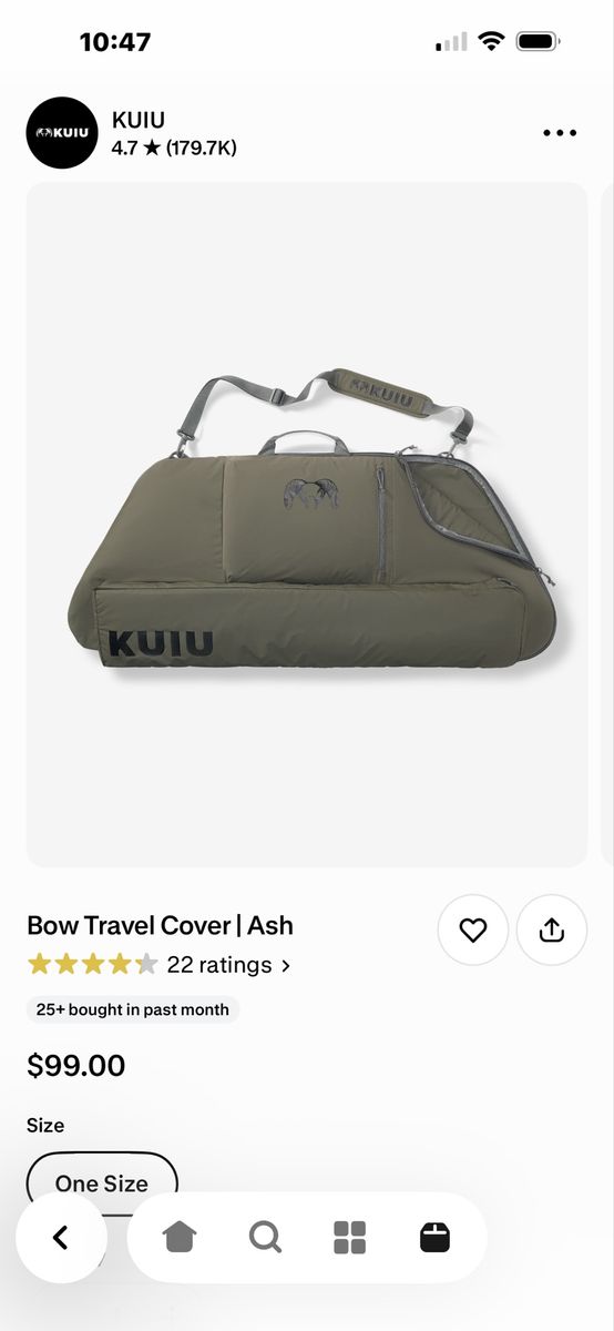 KUIU Bow Travel Cover in Ash - Durable Archery Bow Case, One Size