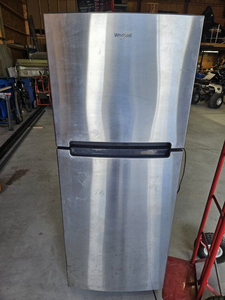 Whirlpool Stainless Steel Top Freezer Refrigerator/Freezer - Used, Good Condition