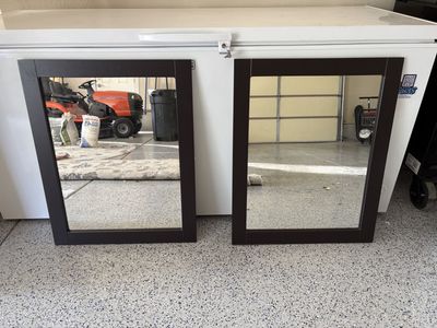 Two Framed Mirrors 24X30 - Dark Brown Frames, Modern Design