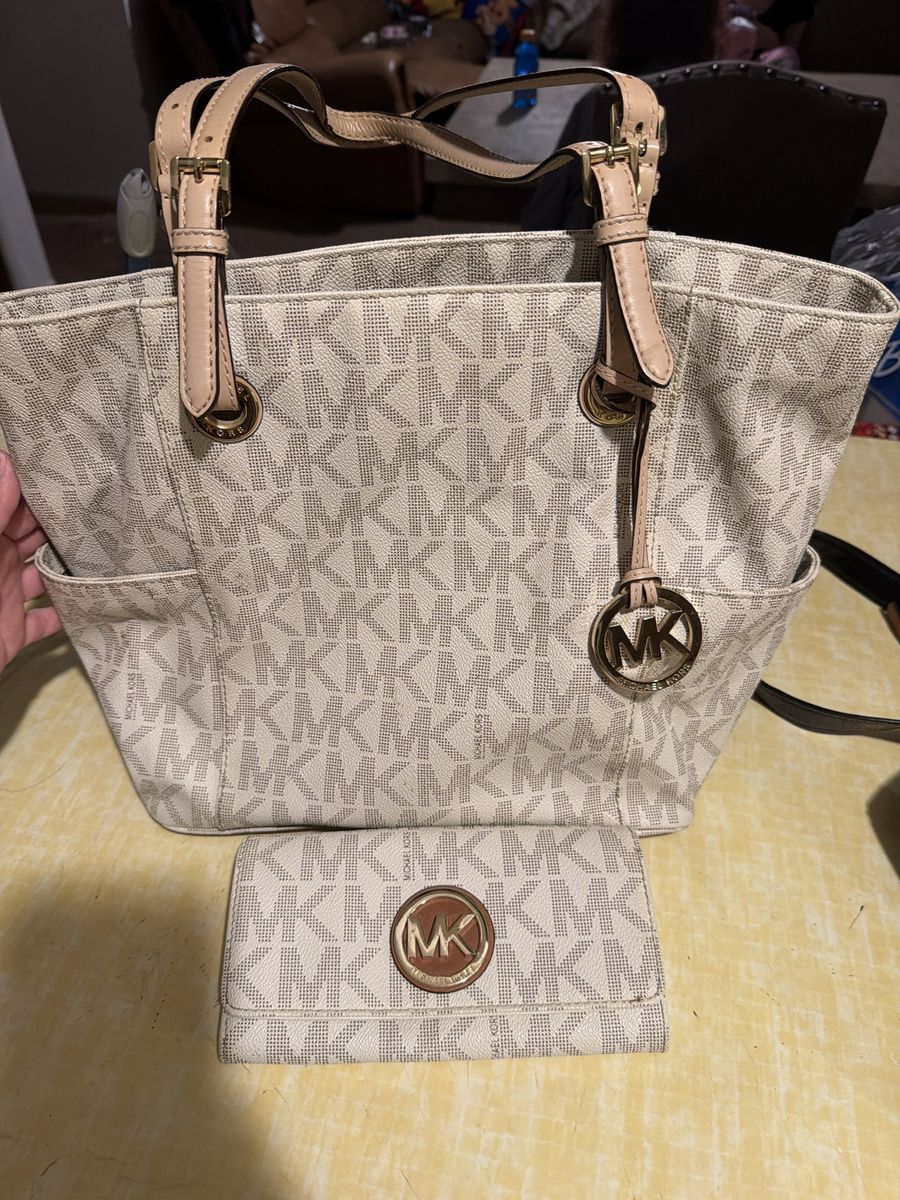 Michael Kors MK Monogram Tote Bag with Matching Wallet