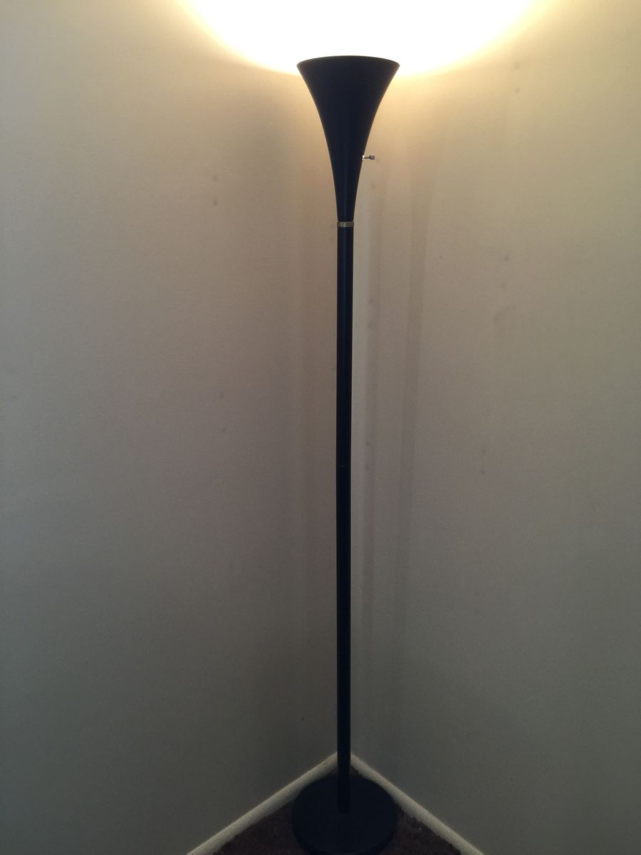 Modern Black Trumpet Floor Lamp with Uplight Design