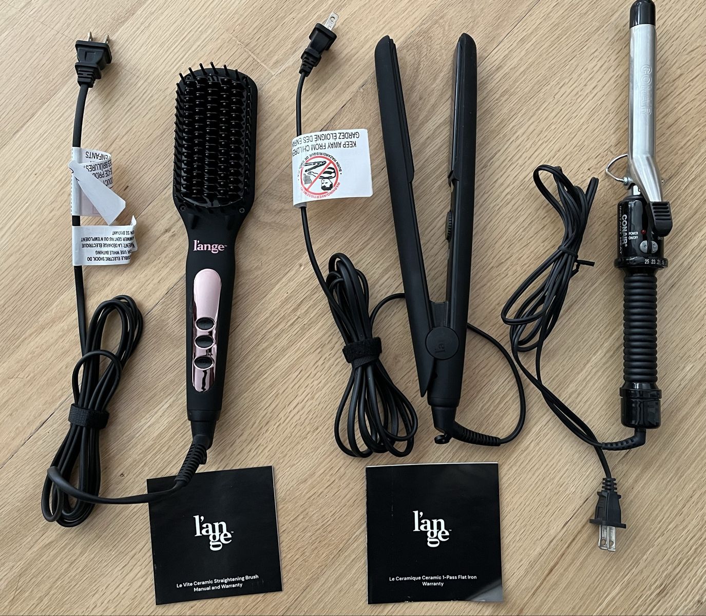 Lot of L’ange Flat Iron and Straightening Brush Conair Curling Iron