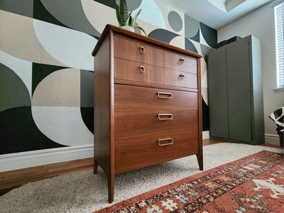 Stunning Walnut Drexel Tallboy MCM Dresser
