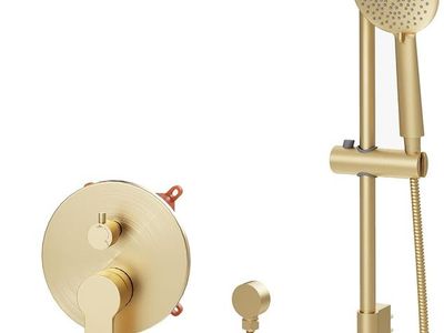 Brushed Gold 10" Shower Head Slide Bar Shower System