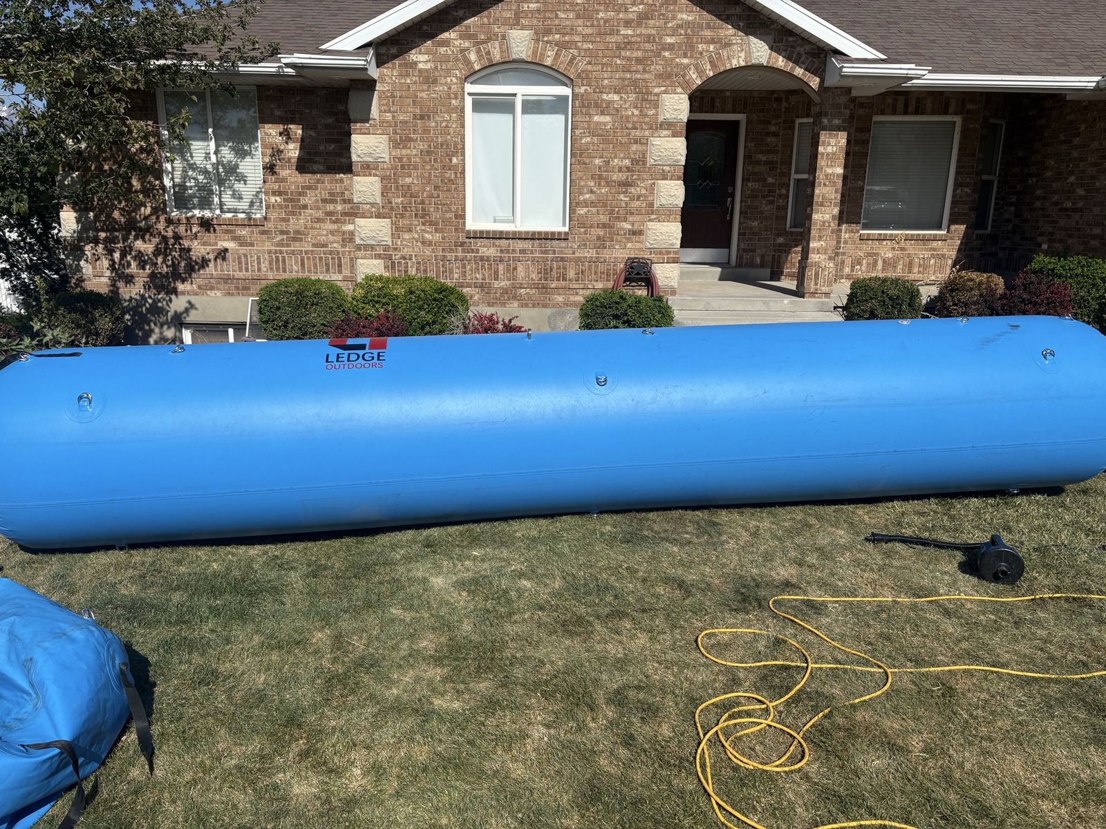 Ledge Outdoors Blue Inflatable Water Raft / Cataraft Pontoon Tube 20’ long and 3’ tall
