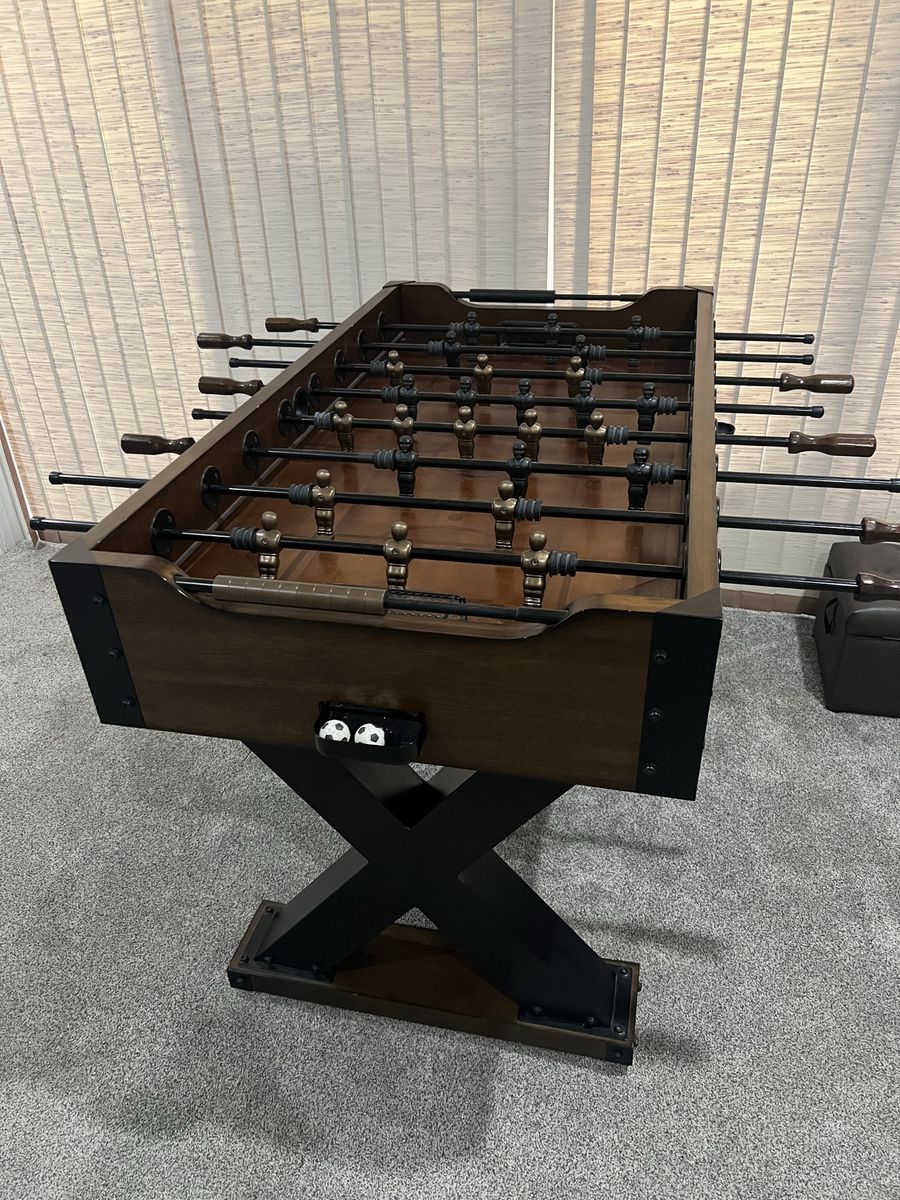 Wood and Metal Foosball Table with X-Base Design