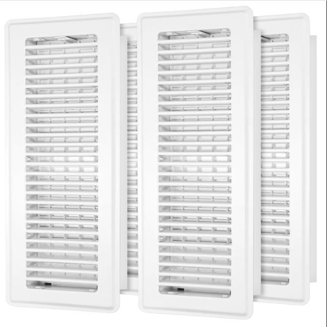4x14 Floor Registers ~ 4 Pack Home Floor Vent Covers ~ Heavy Duty Steel ~ White