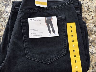 Aeropostale Women's High Rise Baggy Jeans in black