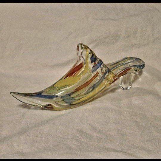 Art Glass Slipper Shoe Sculpture Multi-Color Decorative Home Decor