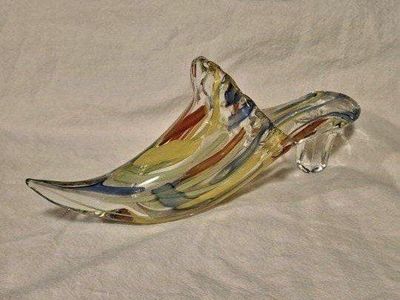 Art Glass Slipper Shoe Sculpture Multi-Color Decorative Home Decor
