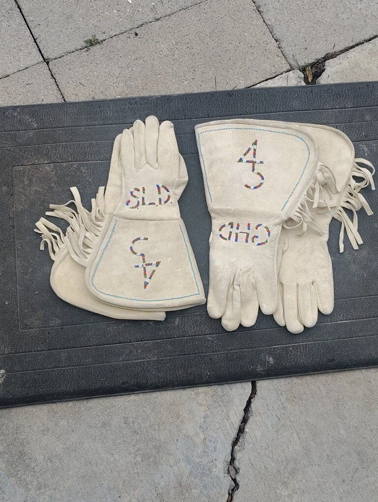 2 pair husband wife handmade beaded gauntlets