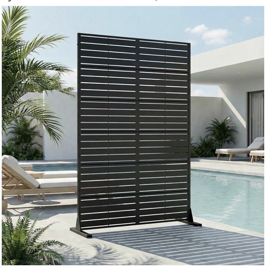New Casaphoria Metal Privacy Screen Outdoor, 72" H × 47" W Freestanding Decorative Privacy Screen for Patio Deck Balcony Garden 