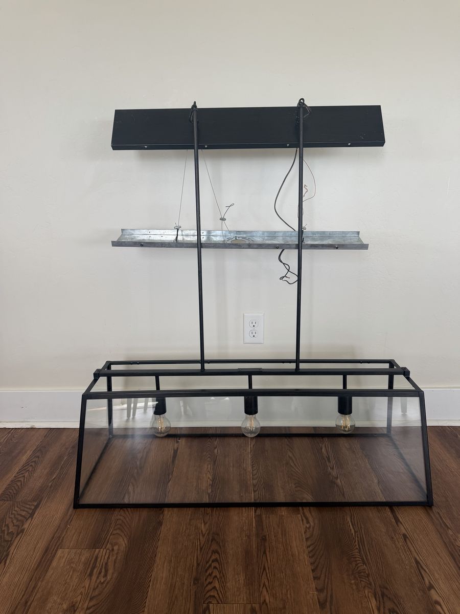 Ballard Designs LC860 BRZ REC Incandescent Luminaire - Modern Black Metal & Glass Pendant Light