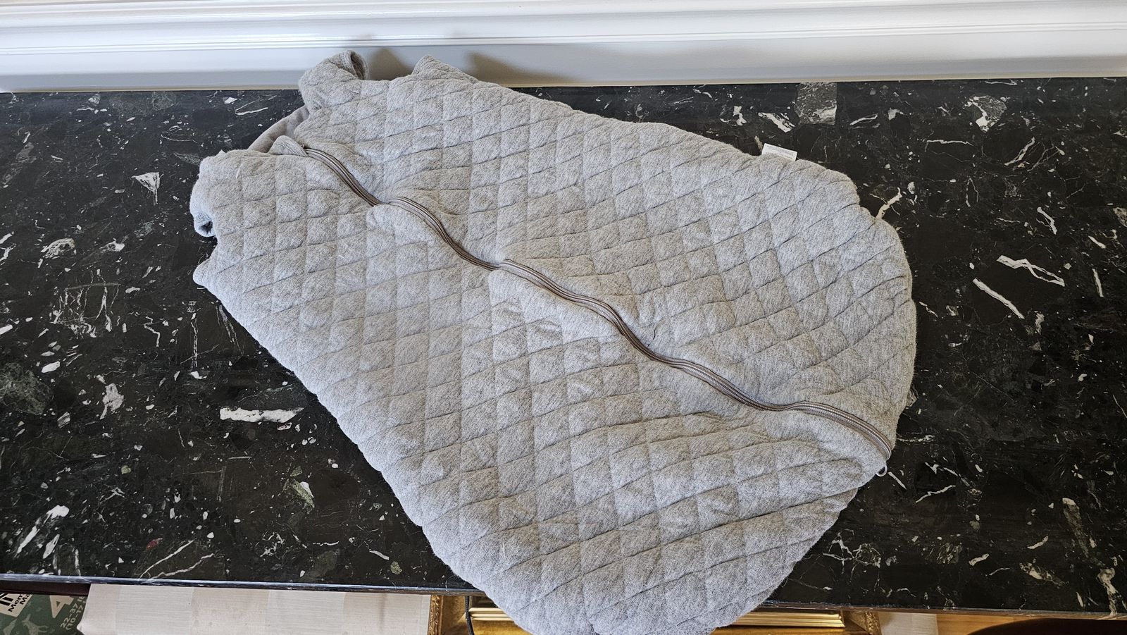 Grey Quilted Baby Sleep Sack Swaddle with Zipper Closure