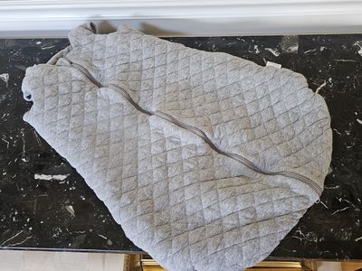 Grey Quilted Baby Sleep Sack Swaddle with Zipper Closure