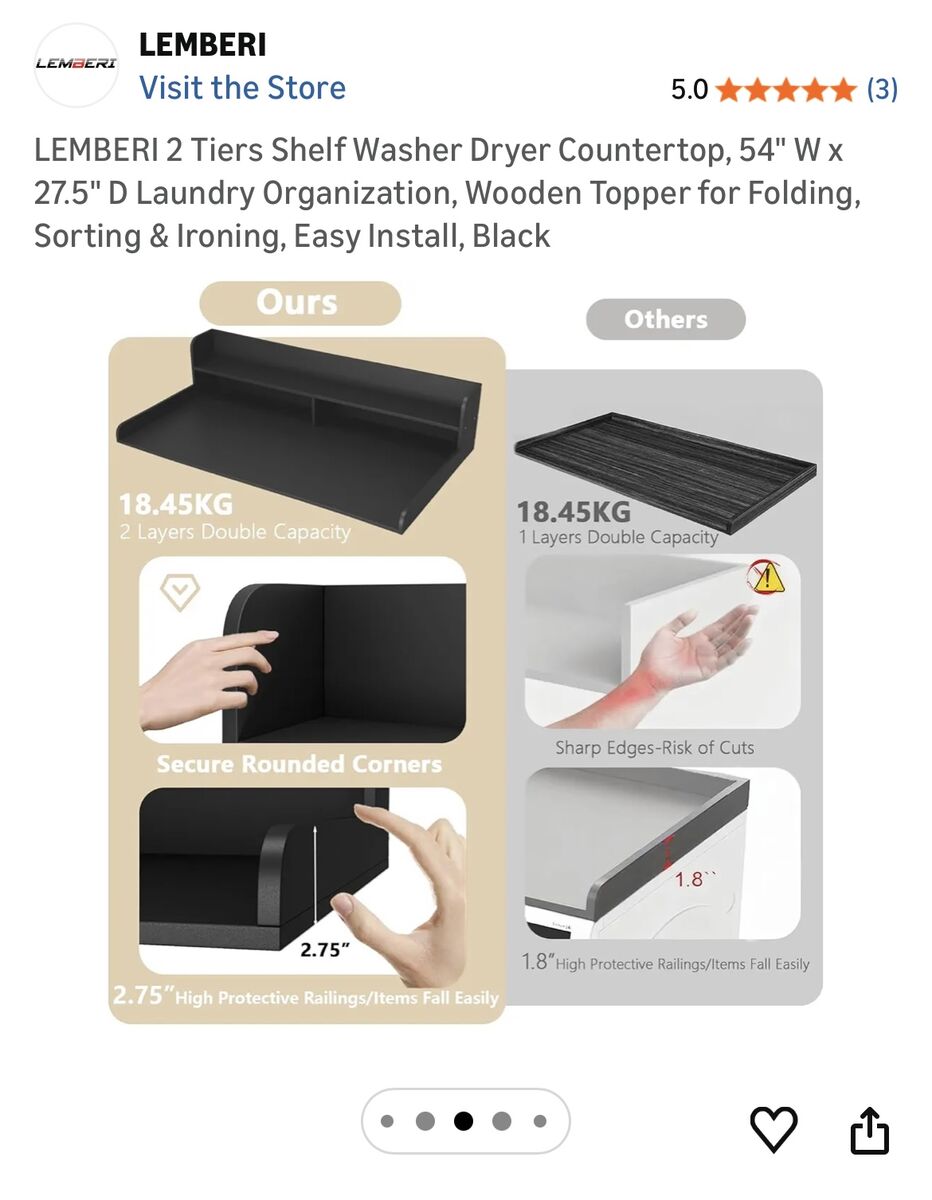 Shelf washer dryer countertop BRAND NEW