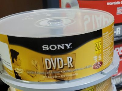 Sony DVD-R 25 Pack Spindle 4.7GB 120 Min Recordable Discs