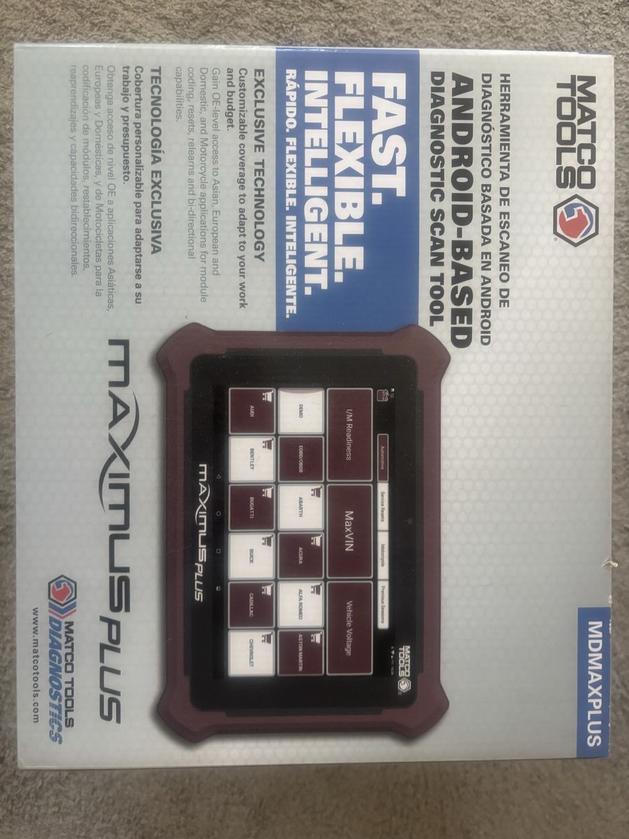 Matco Tools MDMAXPLUS Maximus Plus Android-Based Diagnostic Scan Tool. It has a year of full subscription