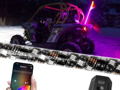 XK Glow (x2) 32" XKchrome Advanced App Control LED Whip Light Kit for Dunes UTV ATV Side By Side SXS Polaris RZR Canam Mavrick