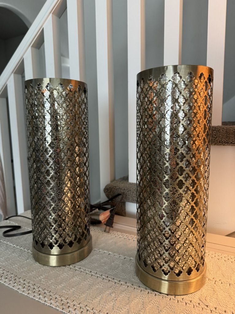 Modern Boho Brass Cutout Accent Lamps – Set of 2