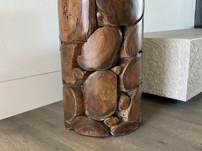 Hand-Carved Solid Wood Tree Trunk Stool / Side Table, Unique Live Edge Design