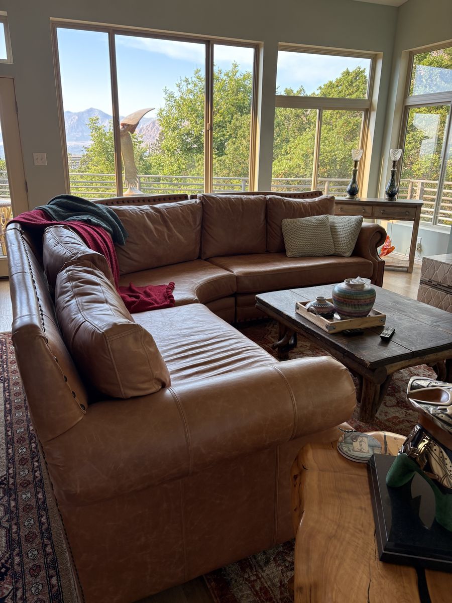 Large custom leather sofa