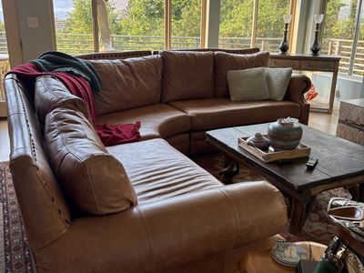 Large custom leather sofa