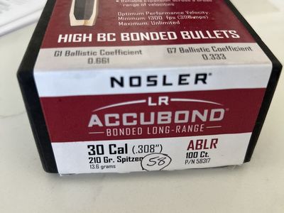 .30 Cal 210 Gr Nosler ABLR