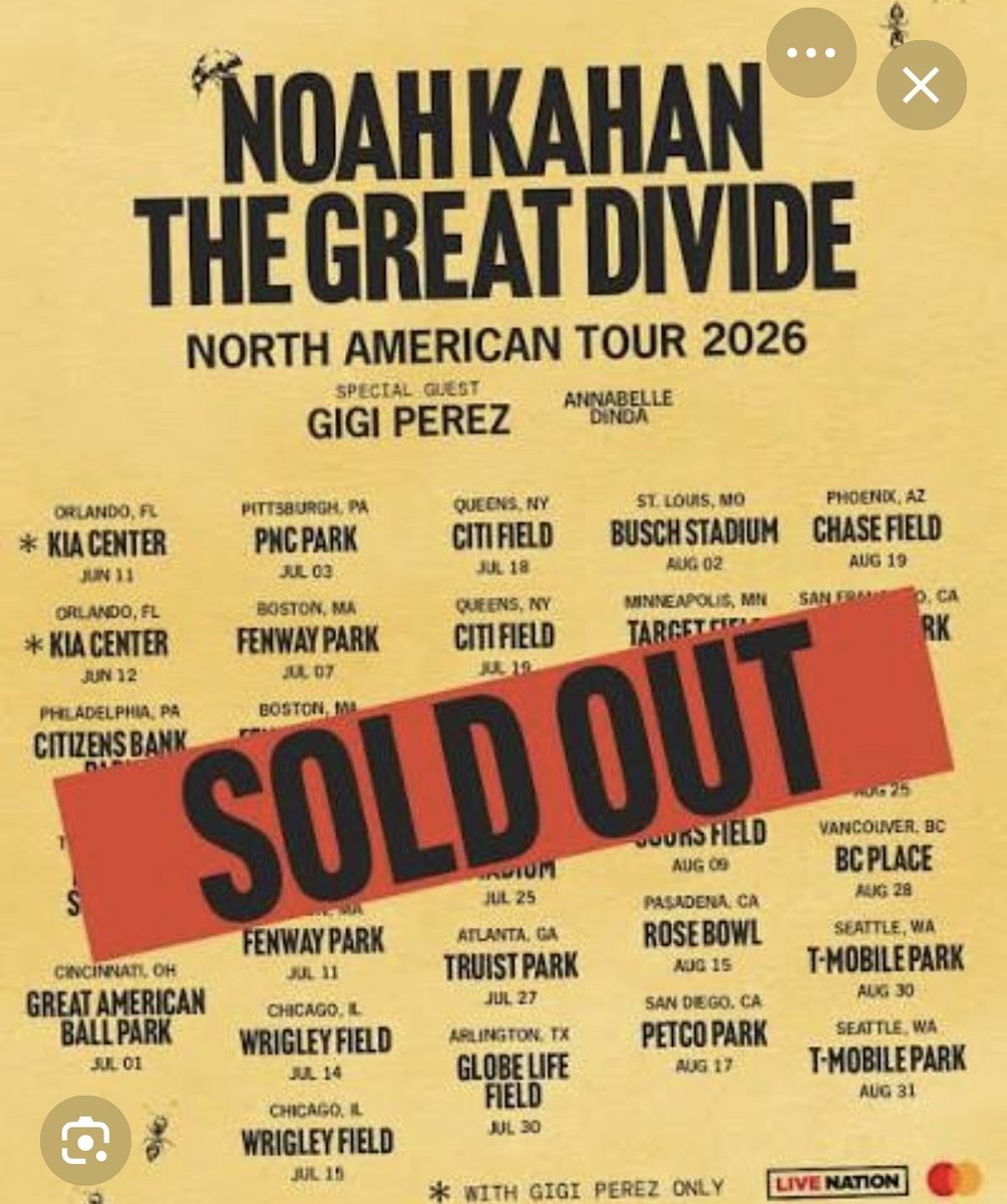 2 Noah Kahan Concert Tickets - August 25 - Floor Seats
