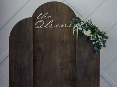 Dark Walnut Arched Backdrop Rental