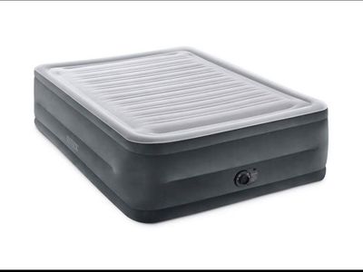 Intex Dura-Beam Deluxe Comfort-Plush High-Rise Air Mattress - Queen Size, Fiber-Tech, Built-in Pump