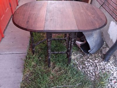 Vintage Dark Wood Drop Leaf Gateleg Dining Table Oval Antique Style