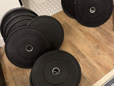 Fringe Sport olympic black bumper plates - like new (never used) - 320lbs