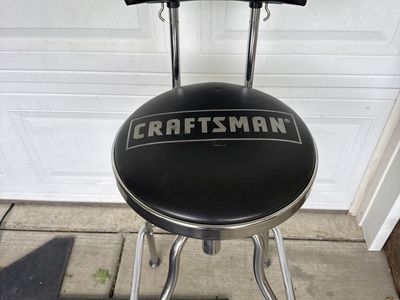 Craftsman Hydraulic Adjustable Height Shop Stool with Backrest, Black/Chrome
