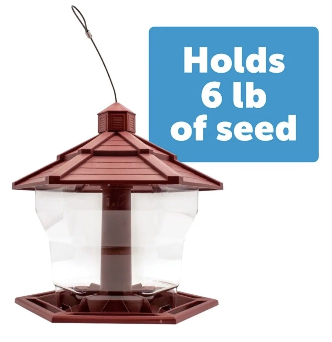 Gazebo bird feeder holds up to 6 lbs of bird food
