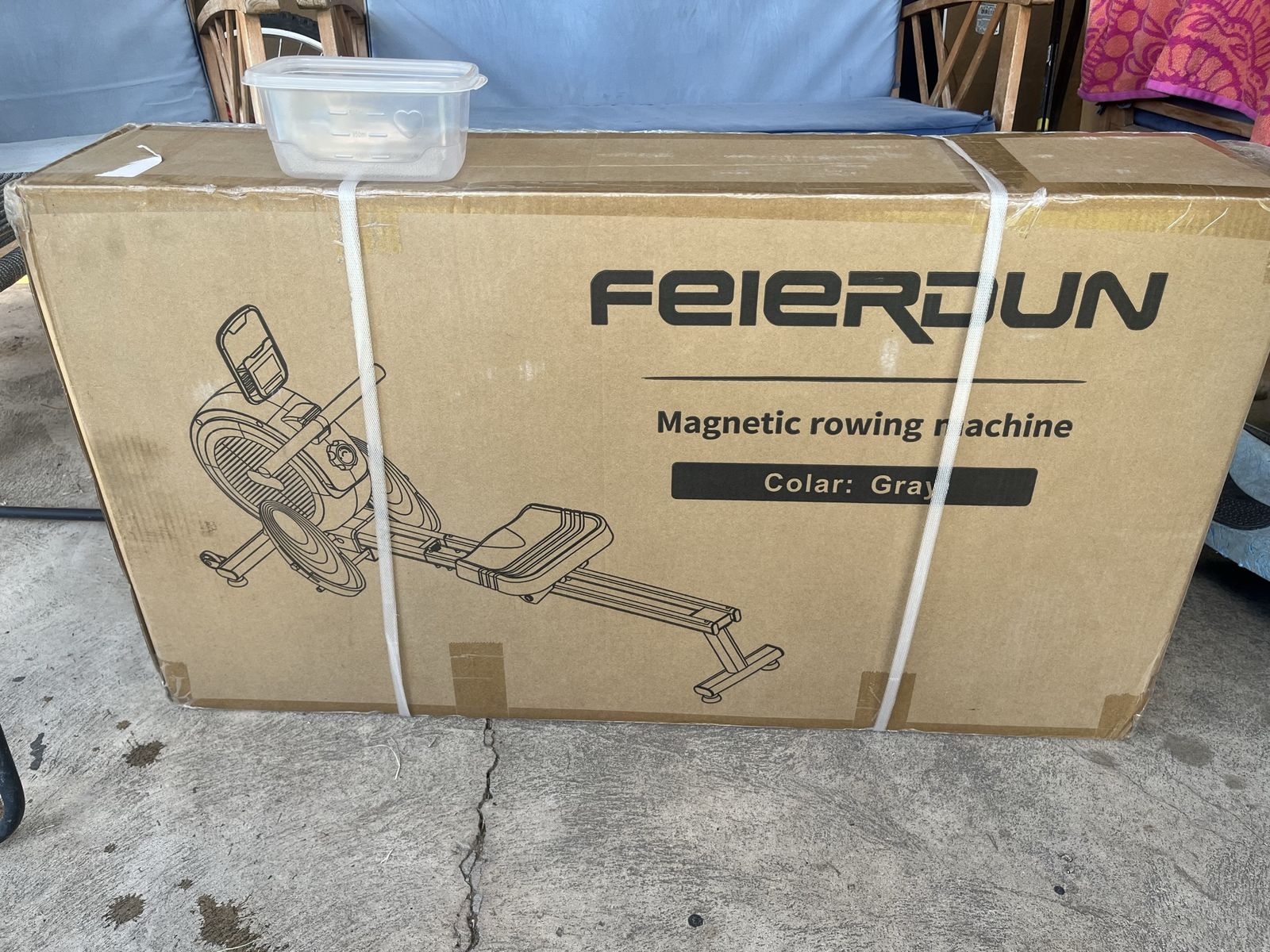 FEIERDUN Magnetic Rowing Machine - Compact Folding Rower for Home Gym, Gray